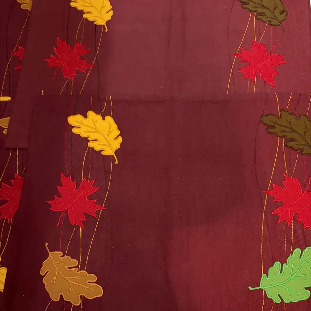 Aman Autumn Leaf Embroidered Table Linens Heavy Placemats